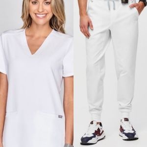 NWT FIGS White Scrub Set Size XXL
